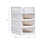 VECELO Organisateur de placard en plastique à 4 niveaux, tiroirs de rangement superposables pour pulls, organisateur de garde-robe pliable, gris