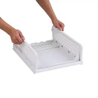 VECELO Organisateur de placard en plastique à 4 niveaux, tiroirs de rangement superposables pour pulls, organisateur de garde-robe pliable, gris