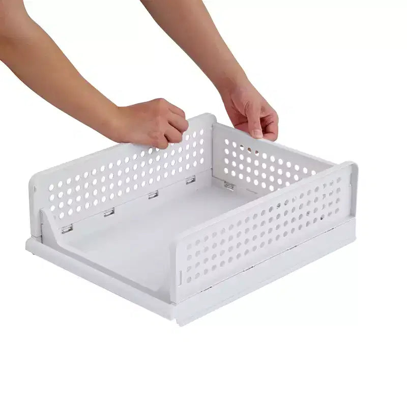 VECELO Organisateur de placard en plastique à 4 niveaux, tiroirs de rangement superposables pour pulls, organisateur de garde-robe pliable, gris