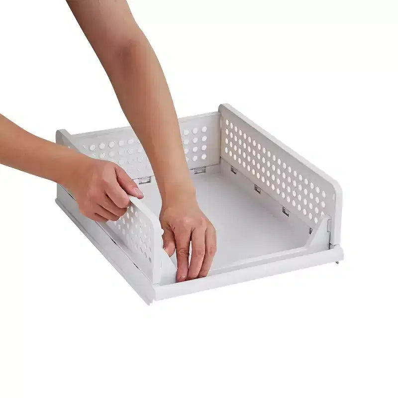 VECELO Organisateur de placard en plastique à 4 niveaux, tiroirs de rangement superposables pour pulls, organisateur de garde-robe pliable, gris