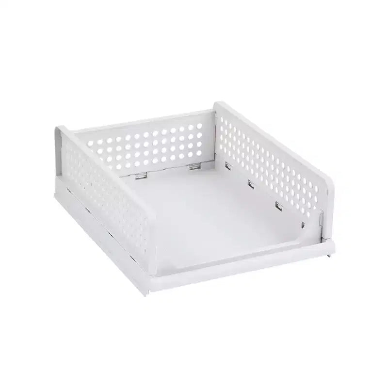 VECELO Organisateur de placard en plastique à 4 niveaux, tiroirs de rangement superposables pour pulls, organisateur de garde-robe pliable, gris