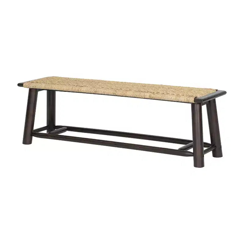 ModernLuxe Lot de 2 chaises de salle à manger Banc en rotin Banc d'extérieur, Moderne Ferme, Champagne/Noyer