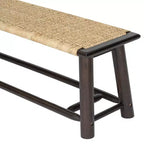 ModernLuxe Lot de 2 chaises de salle à manger Banc en rotin Banc d'extérieur, Moderne Ferme, Champagne/Noyer