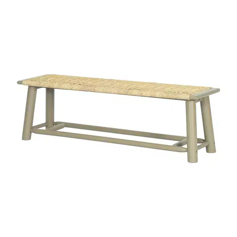 ModernLuxe Lot de 2 chaises de salle à manger Banc en rotin Banc d'extérieur, Moderne Ferme, Champagne/Noyer