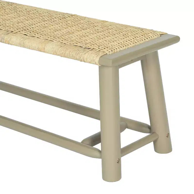 ModernLuxe Lot de 2 chaises de salle à manger Banc en rotin Banc d'extérieur, Moderne Ferme, Champagne/Noyer