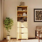 Famapy Adjustable Solid Wooden Display Cabinet Storage Cabinet - Multi - Shelf Organizer with Drawers for Home Office & Living Spaces Corner Cabinet