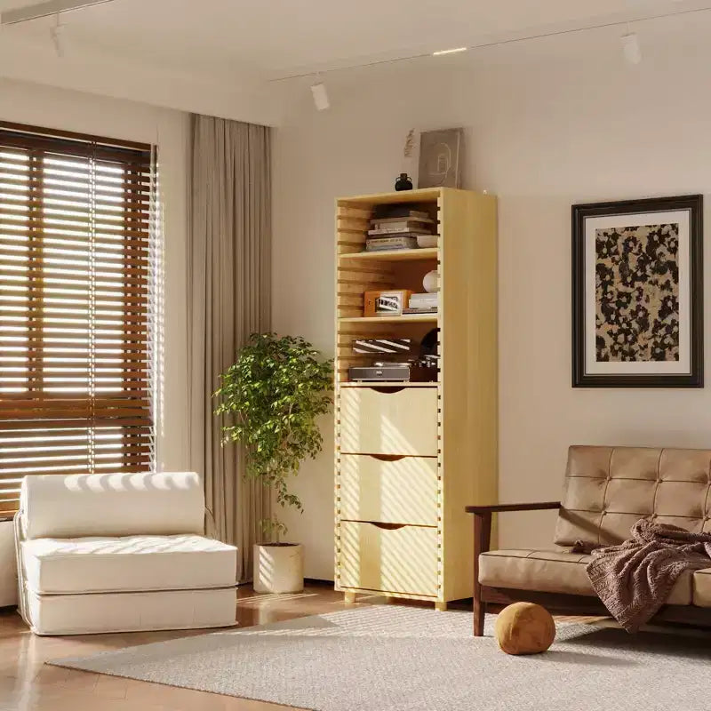Famapy Armoire de rangement en bois massif réglable - Étagère multi-niveaux avec tiroirs pour bureau et espaces de vie Meuble d'angle