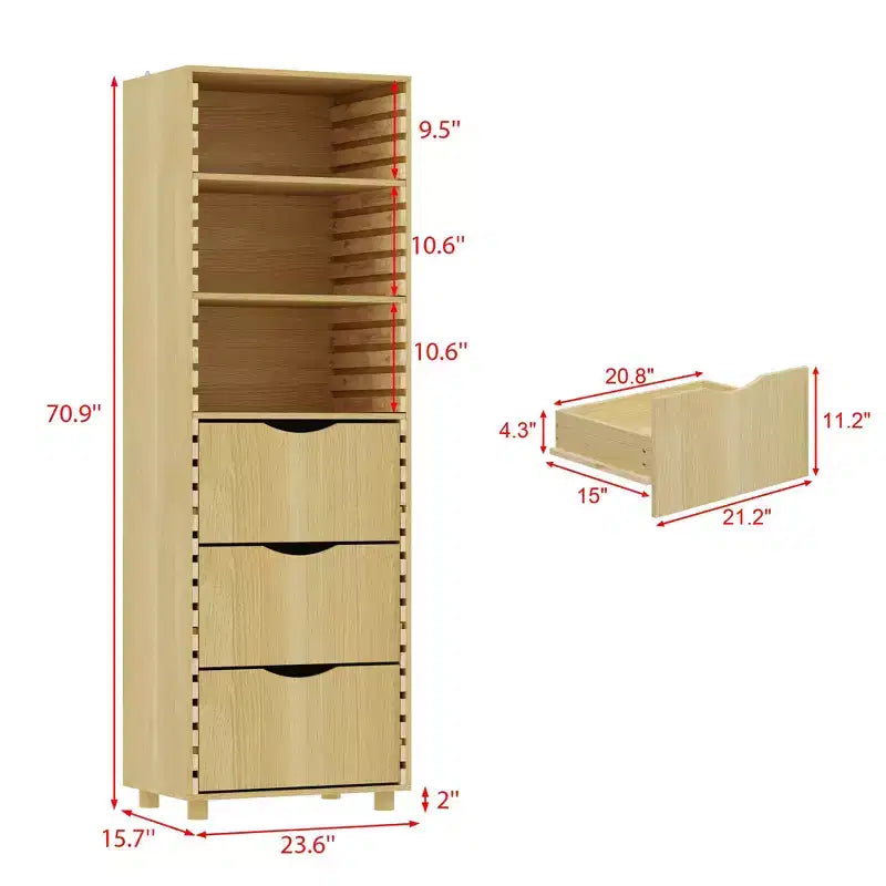 Famapy Armoire de rangement en bois massif réglable - Étagère multi-niveaux avec tiroirs pour bureau et espaces de vie Meuble d'angle