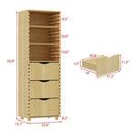 Famapy Armoire de rangement en bois massif réglable - Étagère multi-niveaux avec tiroirs pour bureau et espaces de vie Meuble d'angle