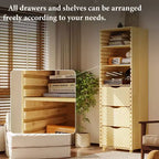 Famapy Armoire de rangement en bois massif réglable - Étagère multi-niveaux avec tiroirs pour bureau et espaces de vie Meuble d'angle