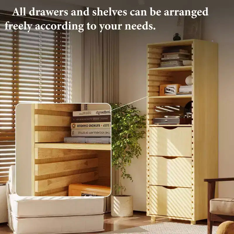 Famapy Armoire de rangement en bois massif réglable - Étagère multi-niveaux avec tiroirs pour bureau et espaces de vie Meuble d'angle