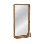 Storied Home Handwoven Rattan and Bamboo Rectangular Wall Mirror with Shelf, Natural