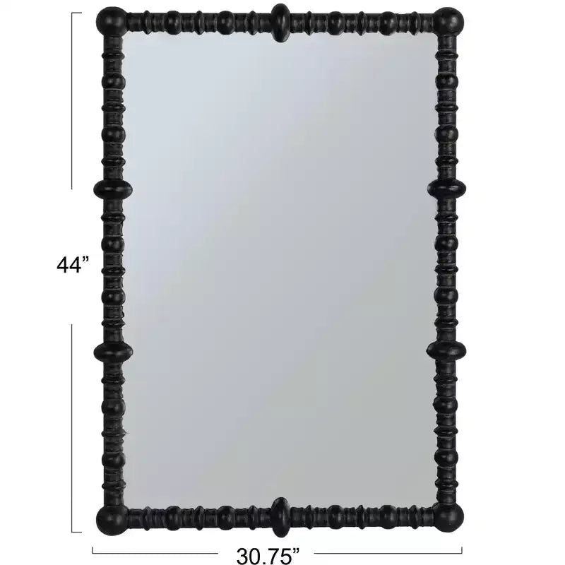 Miroir en bois perlé chic à cadre chevillée Storied Home, noir