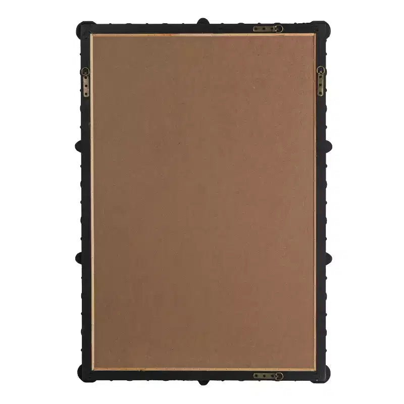 Miroir en bois perlé chic à cadre chevillée Storied Home, noir