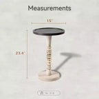 COZAYH Table d'appoint piédestal plateau pour boissons, lampes ou plantes, style ferme et rustique pour salon ou chambre à coucher, plateau noir sur cadre blanc