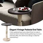 COZAYH Table d'appoint piédestal plateau pour boissons, lampes ou plantes, style ferme et rustique pour salon ou chambre à coucher, plateau noir sur cadre blanc