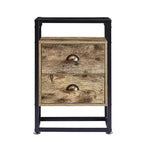 VECELO Table de chevet moderne, table d'appoint avec tiroir pour salon et chambre à coucher, verre trempé, gris