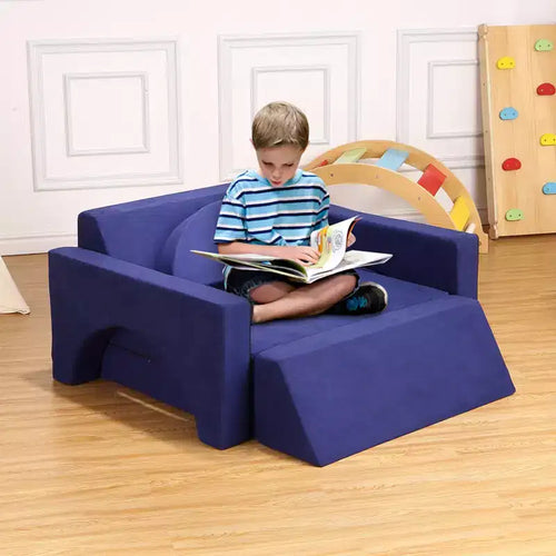 7-Piece Modular Kids Play Couch, Multifunctional Convertible Toddler Sofa Set for Playroom, Nursery, Creative Play