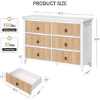 Commode de Chambre, Commode Double 6 Tiroirs Panneau à Tiroirs Cannelés, Grande Commode Moderne avec Tiroirs Profonds, Meuble TV Commode