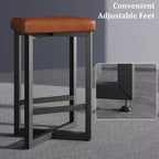 Lot de 4 tabourets de bar, tabourets de bar sans dossier de 62,5 cm de hauteur de comptoir, sièges en cuir PU rembourrés avec cadre en X en métal et repose-pieds, tabourets de cuisine modernes