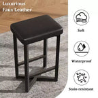 Lot de 4 tabourets de bar, tabourets de bar sans dossier de 62,5 cm de hauteur de comptoir, sièges en cuir PU rembourrés avec cadre en X en métal et repose-pieds, tabourets de cuisine modernes