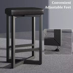 Lot de 4 tabourets de bar, tabourets de bar sans dossier de 62,5 cm de hauteur de comptoir, sièges en cuir PU rembourrés avec cadre en X en métal et repose-pieds, tabourets de cuisine modernes