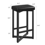 Lot de 4 tabourets de bar, tabourets de bar sans dossier de 62,5 cm de hauteur de comptoir, sièges en cuir PU rembourrés avec cadre en X en métal et repose-pieds, tabourets de cuisine modernes