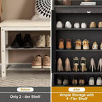 DobleePy 31,5" Meuble à Chaussures en Rotin Naturel avec 2 Portes, Organiseur en Bois à 5 Niveaux avec Étagères Réglables pour Entrée et Salon