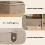 Commode à 8 tiroirs pour chambre à coucher, chiffonnier avec tiroirs profonds, grande commode double pour placard avec plateau large