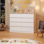 Commode à 8 tiroirs pour chambre à coucher, chiffonnier avec tiroirs profonds, grande commode double pour placard avec plateau large