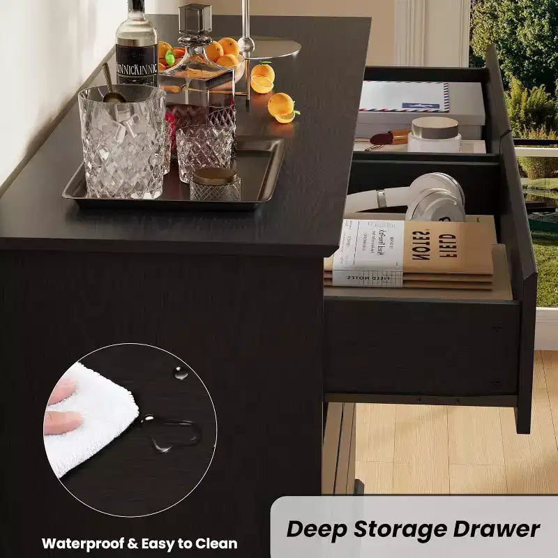 Commode à 8 tiroirs pour chambre à coucher, chiffonnier avec tiroirs profonds, grande commode double pour placard avec plateau large