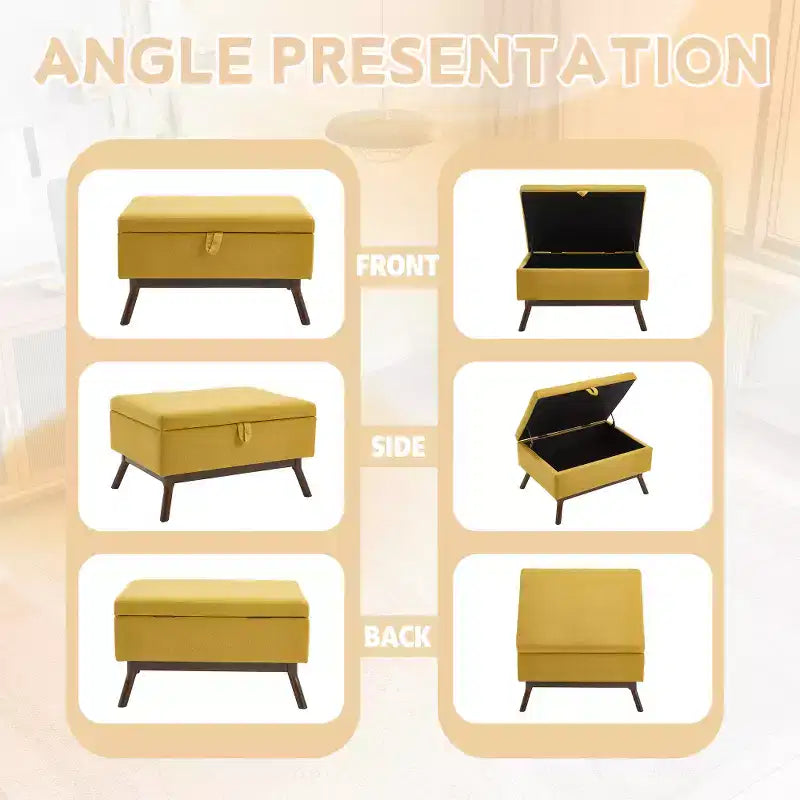 Banc ottoman de rangement carré rembourré Zeus & Ruta de style moderne du milieu du siècle pour entrée, salon ou espace familial