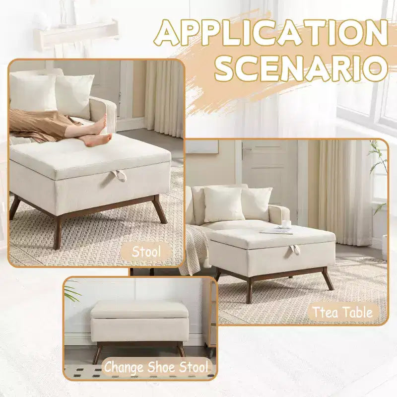 Banc ottoman de rangement carré rembourré Zeus & Ruta de style moderne du milieu du siècle pour entrée, salon ou espace familial