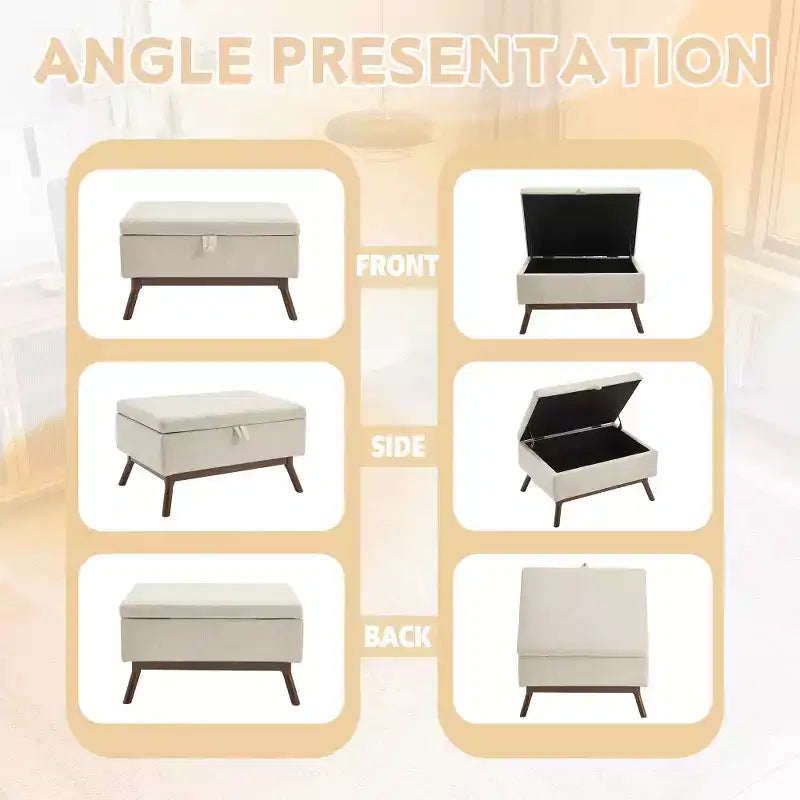 Banc ottoman de rangement carré rembourré Zeus & Ruta de style moderne du milieu du siècle pour entrée, salon ou espace familial