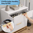 Commode à 3 tiroirs, meuble de rangement pour chambre à coucher, poignées et pieds en métal, pour chambre, salon, entrée, gain de place