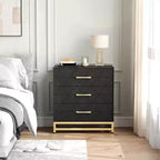 Commode à 3 tiroirs, meuble de rangement pour chambre à coucher, poignées et pieds en métal, pour chambre, salon, entrée, gain de place
