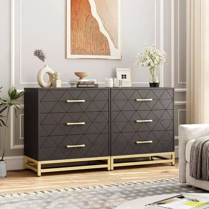 Commode à 3 tiroirs, meuble de rangement pour chambre à coucher, poignées et pieds en métal, pour chambre, salon, entrée, gain de place