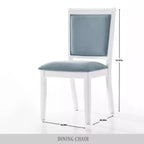 ChaletPosh Ensemble de 6 chaises de salle à manger en bois blanc avec housse en velours bleu clair