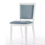 ChaletPosh Ensemble de 6 chaises de salle à manger en bois blanc avec housse en velours bleu clair