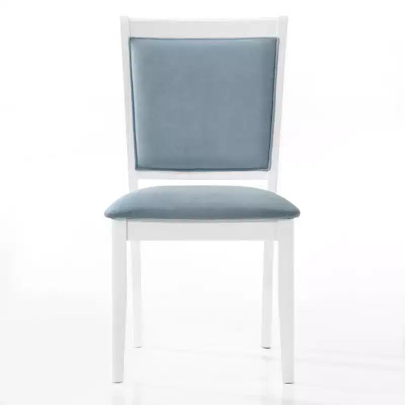 ChaletPosh Ensemble de 6 chaises de salle à manger en bois blanc avec housse en velours bleu clair