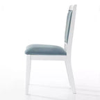 ChaletPosh Ensemble de 6 chaises de salle à manger en bois blanc avec housse en velours bleu clair