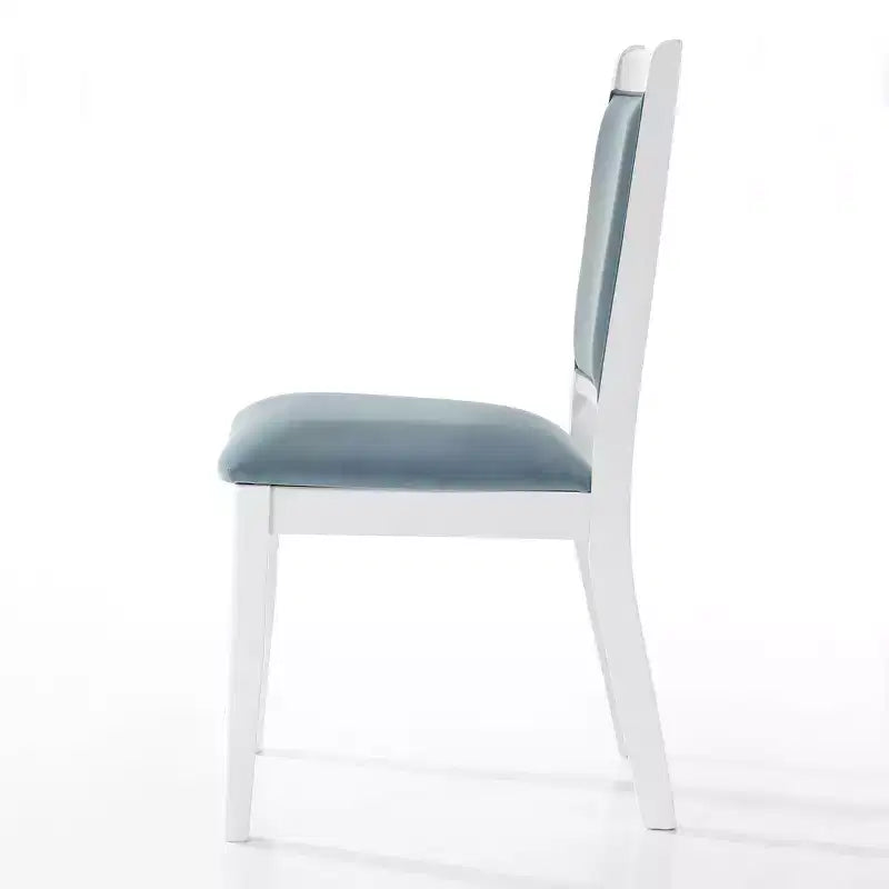 ChaletPosh Ensemble de 6 chaises de salle à manger en bois blanc avec housse en velours bleu clair