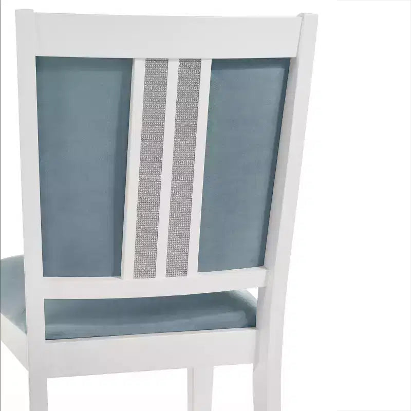 ChaletPosh Ensemble de 6 chaises de salle à manger en bois blanc avec housse en velours bleu clair
