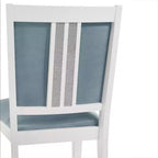 ChaletPosh Ensemble de 6 chaises de salle à manger en bois blanc avec housse en velours bleu clair
