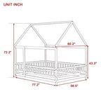 Lit double et lit au sol Whisen, structure en bois avec clôture pour des espaces de sommeil sûrs et imaginatifs pour les enfants