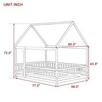 Lit double et lit au sol Whisen, structure en bois avec clôture pour des espaces de sommeil sûrs et imaginatifs pour les enfants