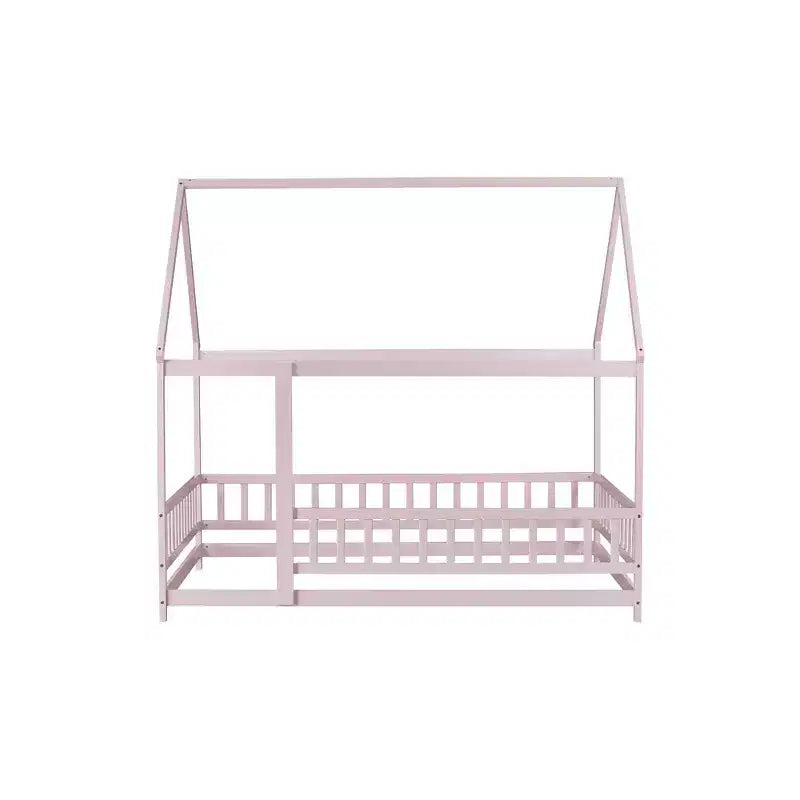 Lit double et lit au sol Whisen, structure en bois avec clôture pour des espaces de sommeil sûrs et imaginatifs pour les enfants