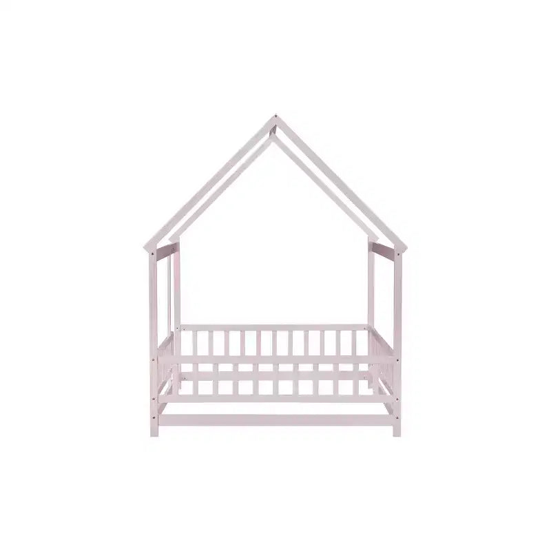 Lit double et lit au sol Whisen, structure en bois avec clôture pour des espaces de sommeil sûrs et imaginatifs pour les enfants