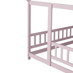 Lit double et lit au sol Whisen, structure en bois avec clôture pour des espaces de sommeil sûrs et imaginatifs pour les enfants