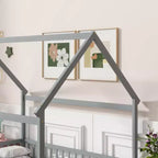 Lit double et lit au sol Whisen, structure en bois avec clôture pour des espaces de sommeil sûrs et imaginatifs pour les enfants